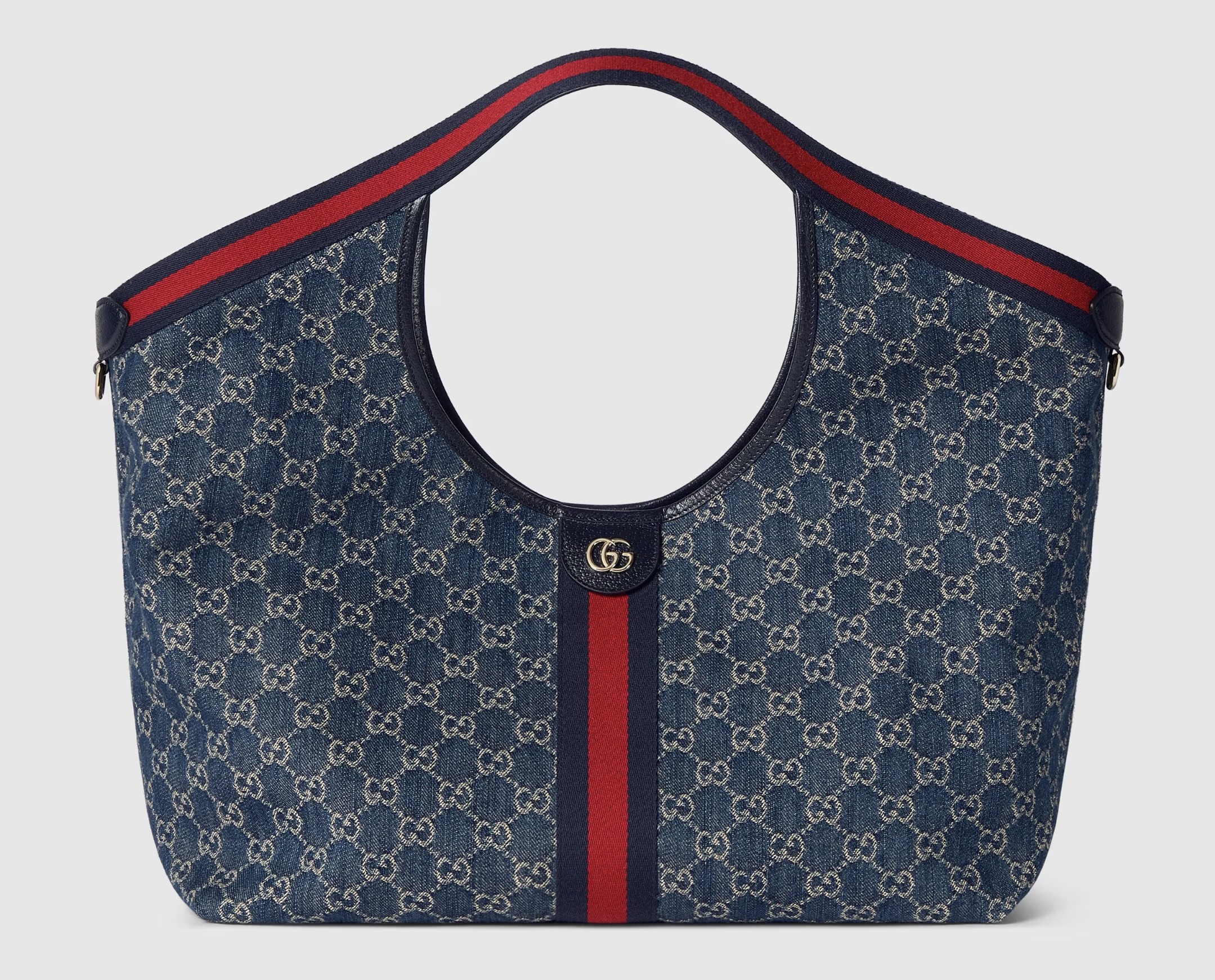 Gucci Giglio Large Tote Bag displayed in neutral tones with leather trim from the Spring 2025 accessories collection